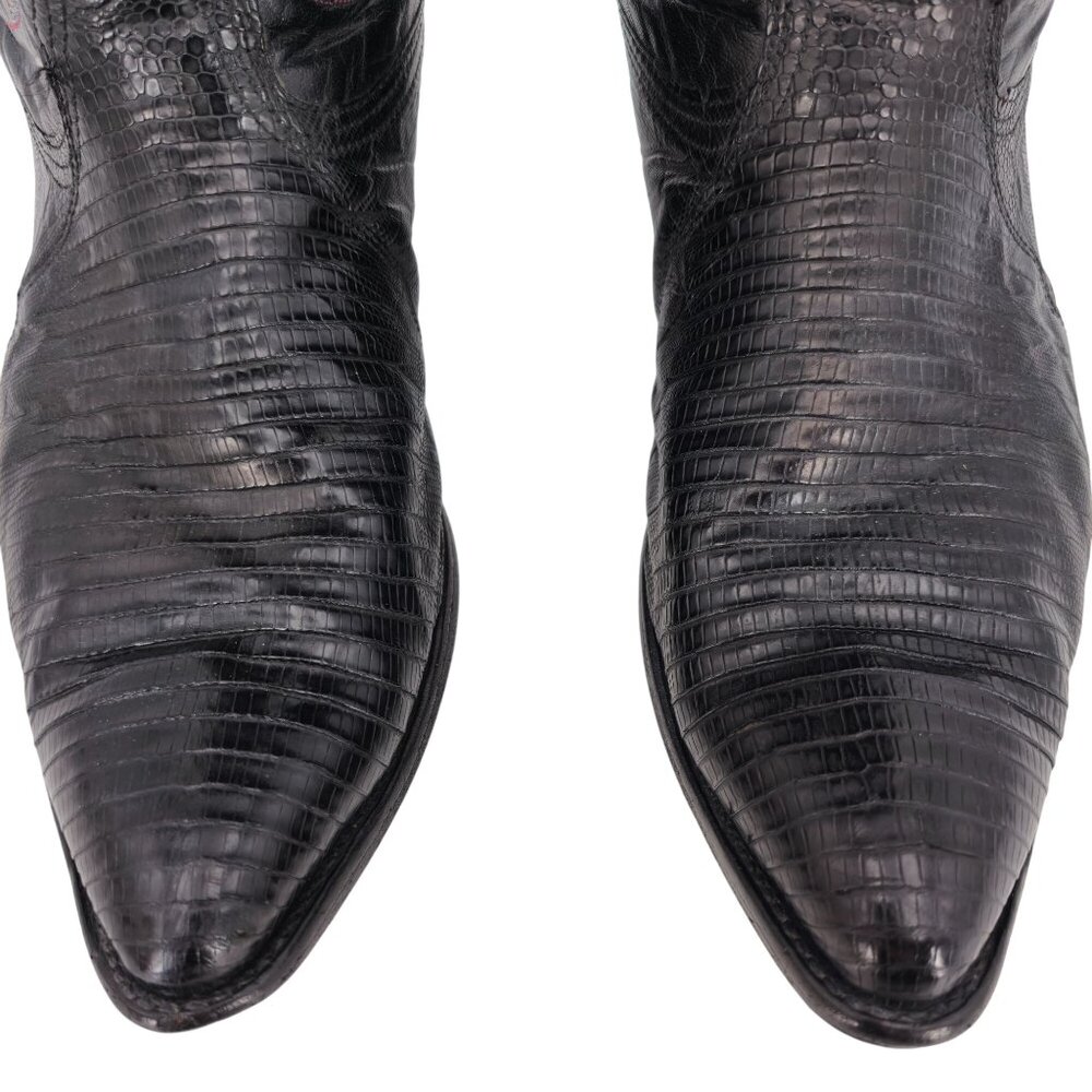 Vintage Nocona Exotic Black Teju Lizard Cowboy Boots Mens 10D Western Reptile - Picture 2 of 15